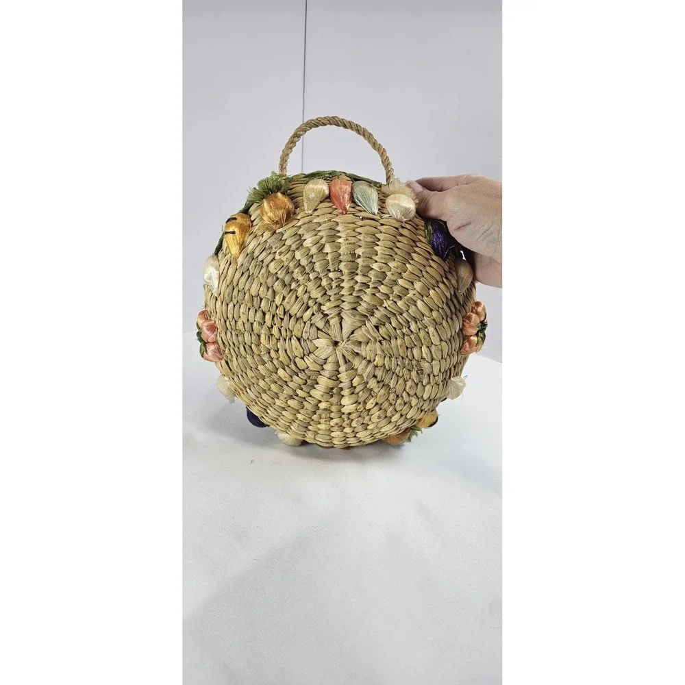 Vintage Woven Harvest Basket Vegetable Decor Straw Market Basket‎ Farmhouse